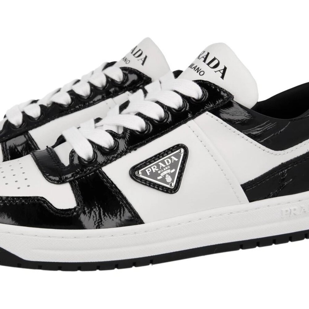 PRADA Leather Downtown Sneakers White/Black - Size 36